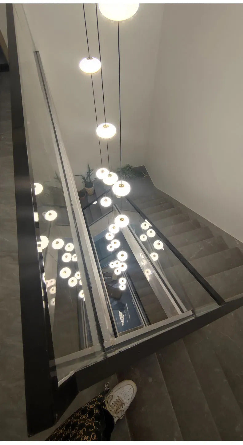Modern villa Staircase Chandelier Nordic Oval String Ball Duplex Building LED pendant Light