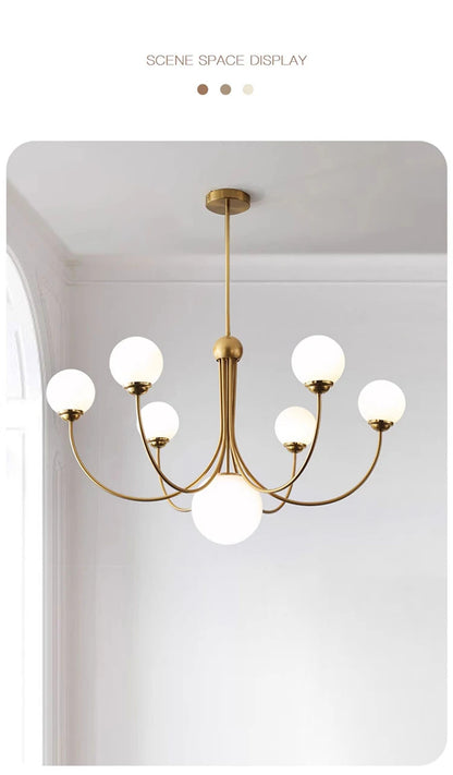 Nordic glass Pendant lamp French Gold chandelier