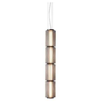 Restaurant Long Stripe Pendant Light Smoke Gray Glass Lampshade Nordic Led Hanging Light