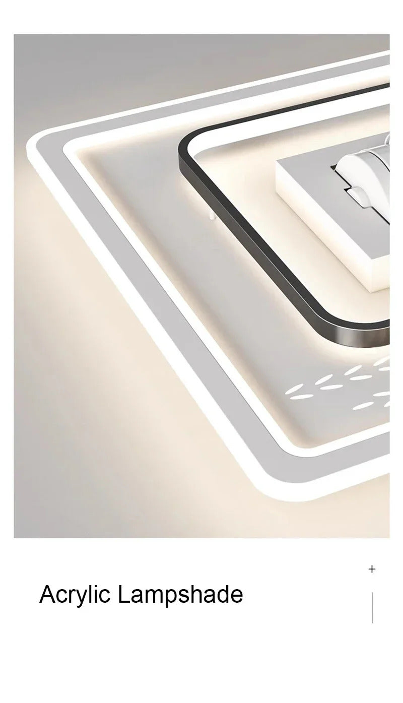 Invisible leafless LED ceiling fan light bedroom hotel remote control hanging lamp