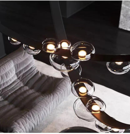 Italian Designer Loft Chandelier Luxury Leather Hanging Pendent Light