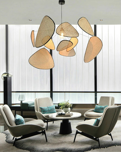 Rattan chandelier Wicker Suspension lamp