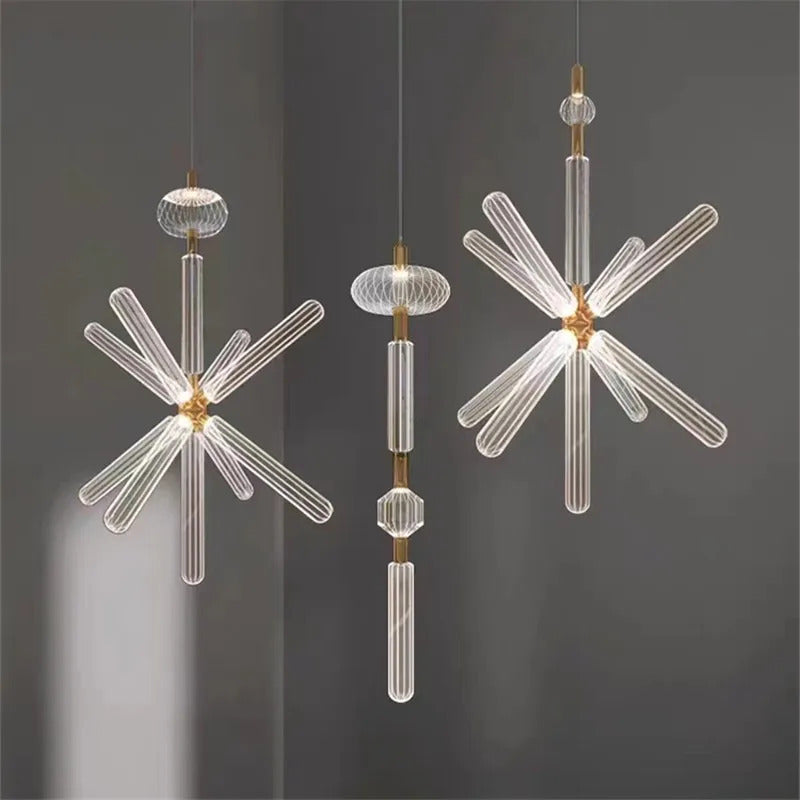 Cipher Multi Pendant light Luxury Clear Glass pipe Chandelier