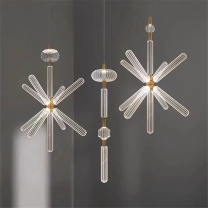 Cipher Multi Pendant light Luxury Clear Glass pipe Chandelier