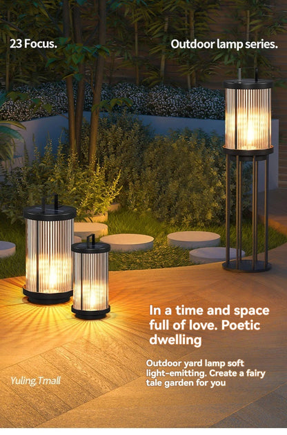 Modern Simple Clear Glass Landscape Lights Lantern Garden Solar Outdoor Light Courtyard Lawn Balcony Decoration Floor Lights