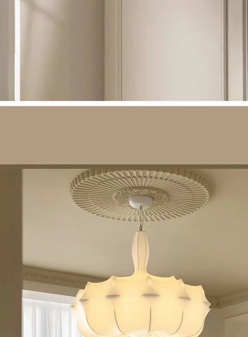 Modern Japanese Wabi Sabi Silk Pendant Lamp Living Dining Room Bedroom Ceiling Chandelier
