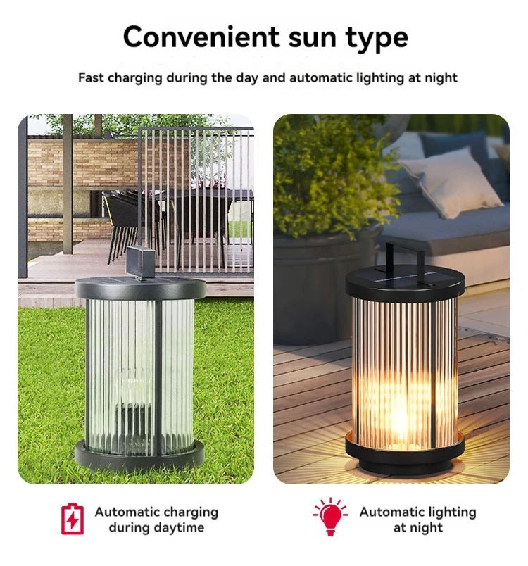 Modern Simple Clear Glass Landscape Lights Lantern Garden Solar Outdoor Light Courtyard Lawn Balcony Decoration Floor Lights