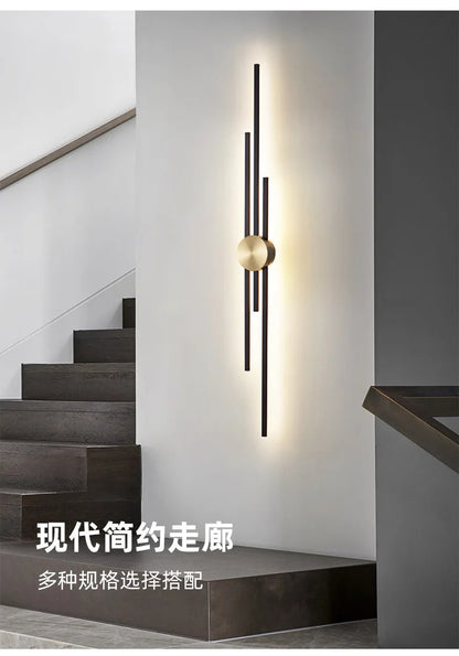 Modern Long Wall Lamp luxury minimalist black gold background LED Wall lights