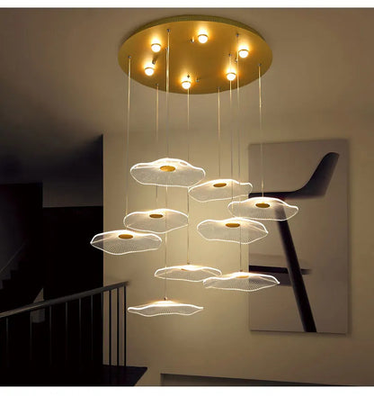 Lotus Leaf Design Acrylic Lustrous Modern Chandelier flower chandelier