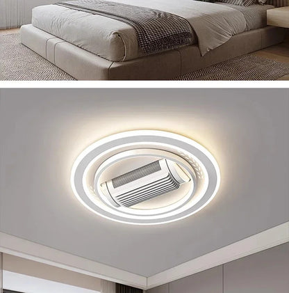 Invisible leafless LED ceiling fan light bedroom hotel remote control hanging lamp