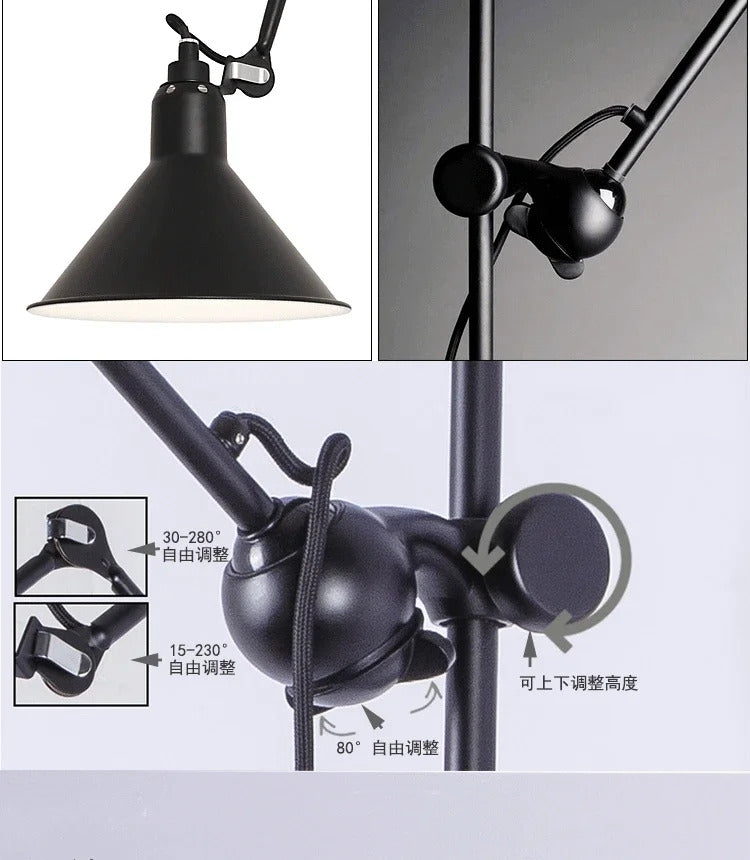 Nordic simple long black wall light Industrial Pole Swing Arm vintage Reading wall lamp
