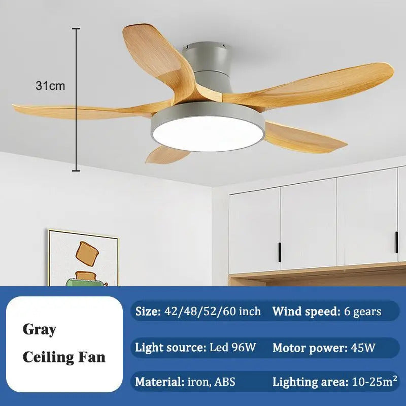 Nordic Large Ceiling Fans light Modern Natural wood color Simple Remote Control Ceiling Fan lamp