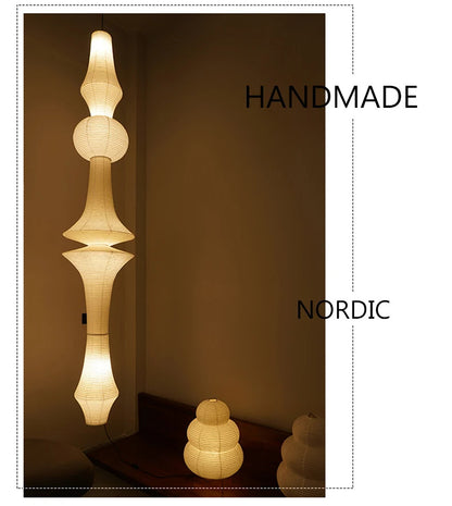 Nordic Wabi Sabi Wind Rice Paper Led Pendant Lights Living Room Bedroom Corner Chandelier