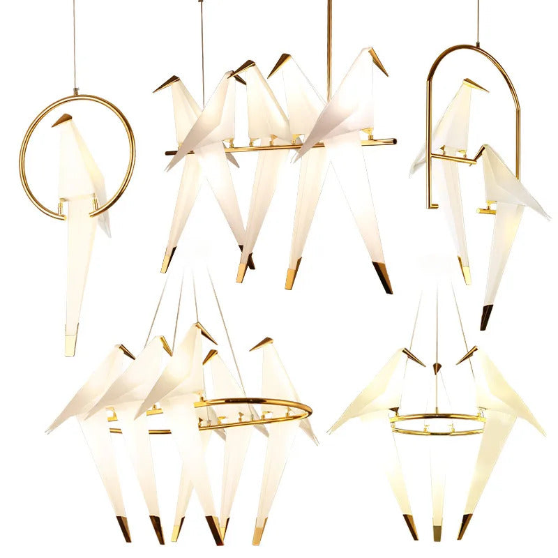 Perch Paper Chandelier LED Bird Designer Chandelier Lamp
