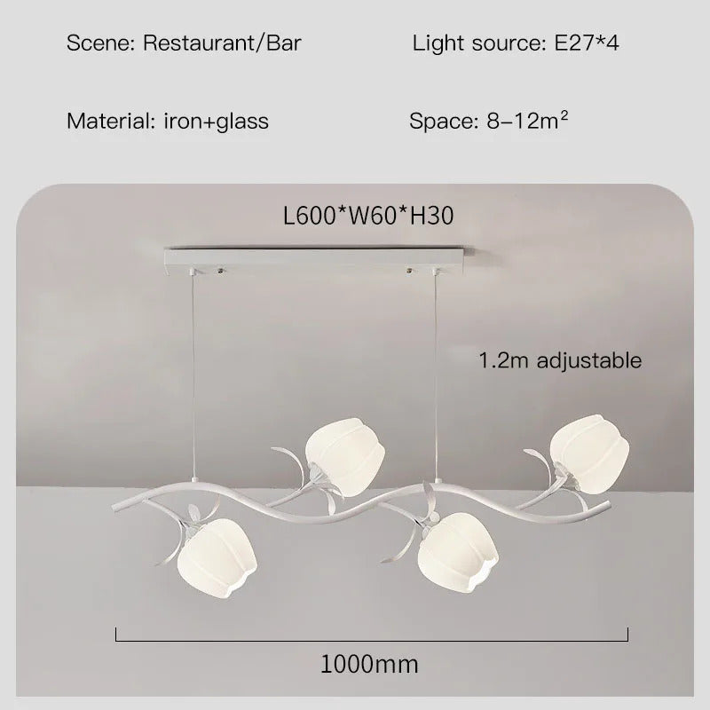 French Rural Flower Pendant Lamp Cream Style Green flower Chandelier