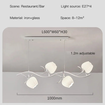 French Rural Flower Pendant Lamp Cream Style Green flower Chandelier