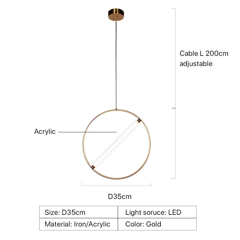 Round Suspension lamp Post-modern ring pendant light