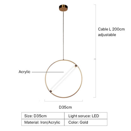 Round Suspension lamp Post-modern ring pendant light