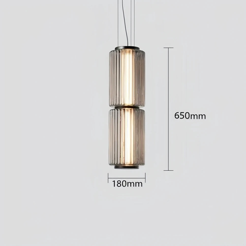 Restaurant Long Stripe Pendant Light Smoke Gray Glass Lampshade Nordic Led Hanging Light Living Dining Room Decor Pendant Lamp