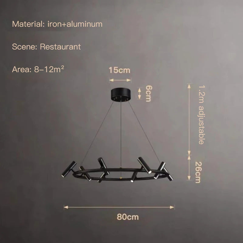 Nordic ring Chandelier balck Metal adjustable spot lamp living room Dining Room Kitchen Indoor Lighting led round Pendant light