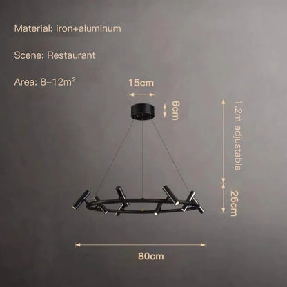 Nordic ring Chandelier balck Metal adjustable spot lamp living room Dining Room Kitchen Indoor Lighting led round Pendant light