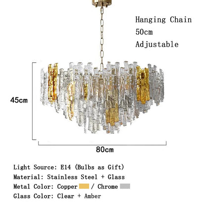 Modern Melting Ice Whiskey chandelier Italy Designer Luxury crystals Amber pendant lamps
