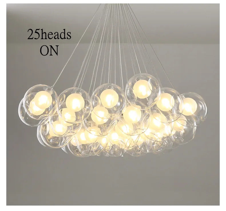 Nordic LED Bubble Lamp Chandelier Modern Clear Glass Ball Suspension Lamp