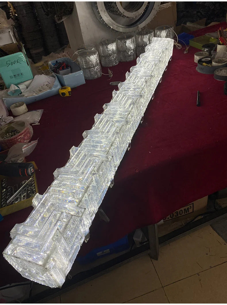 Modern crystal long strip chandelier Luxury Gold  Kitchen island Pendant lamp