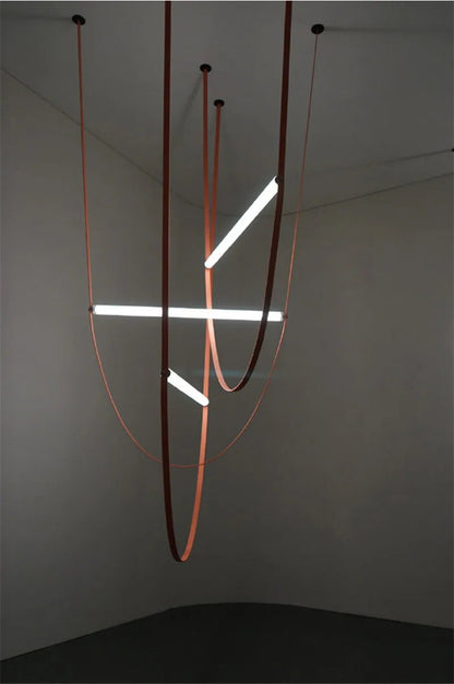 Duplex Leather Chandelier Restaurant staircase chandelier