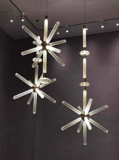 Cipher Multi Pendant light Luxury Clear Glass pipe Chandelier