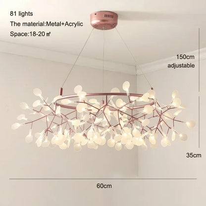 Ceiling Chandelier Nordic Hanging Living Room Chandelier Modern Kitchen Firefly Lamp Round Chandelier Lighting