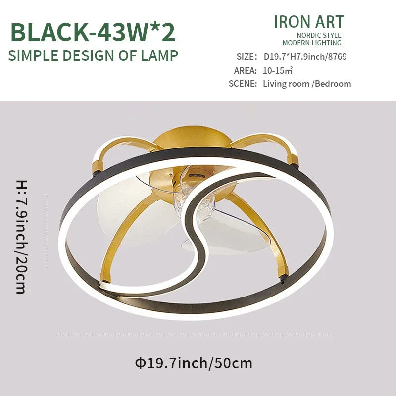 Modern simple LED Ceiling Fan Lamp with remote control Dining Room Bedroom Indoor lighting