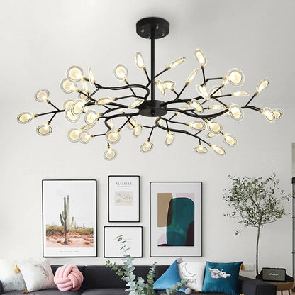 Nordic firefly chandelier Stylish Tree Branch Black Gold glass light