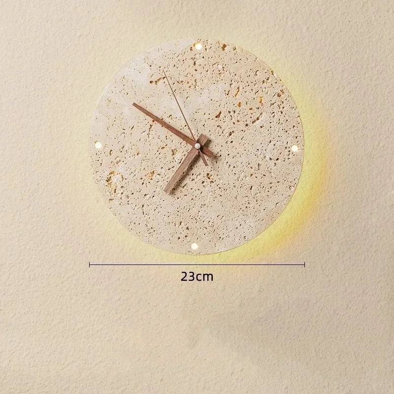 Creative Cave Stone Clock Wall Lamp Wabi Sabi Background Wall Light sconce