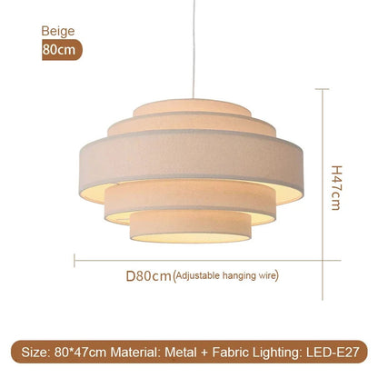 Nordic Fabric Pendant Light Wabi Sabi Led Chandelier