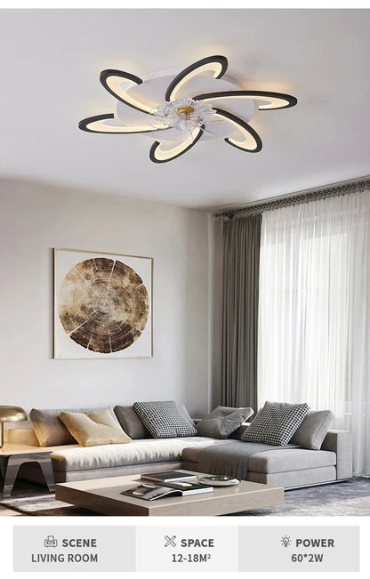 Modern Ceiling Fans with Lights, Fan Lamp Petal Ceiling Fan for Bedroom/Living Room