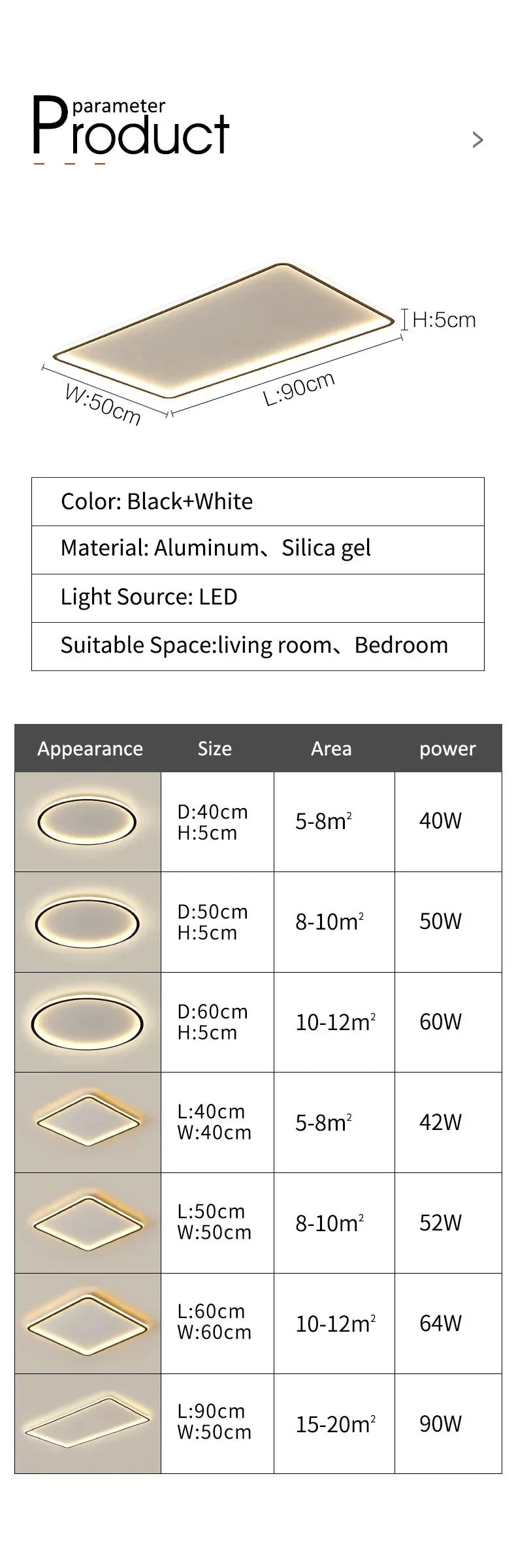 Ultrathin LED Ceiling Lamp Living Room Bedroom Home Decor Lighting Fixture