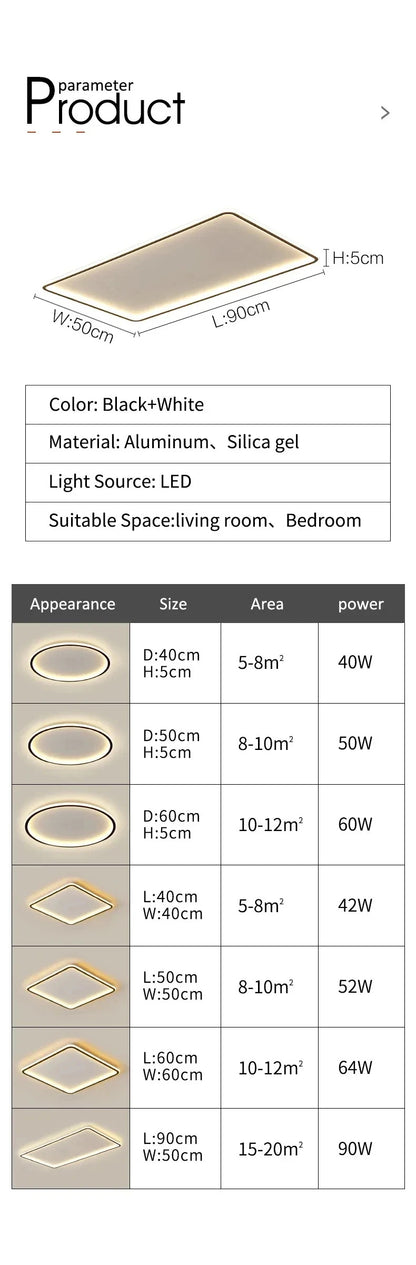 Ultrathin LED Ceiling Lamp Living Room Bedroom Home Decor Lighting Fixture