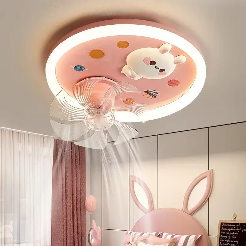 Modern Kids Room Ceiling Fan Light Cartoon Moon Astronaut children bedroom hanging Light