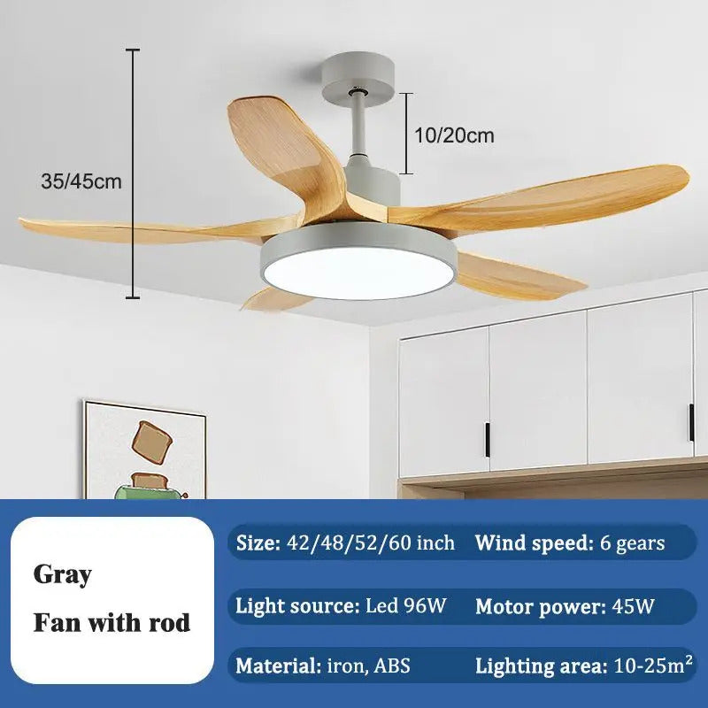 Nordic Large Ceiling Fans light Modern Natural wood color Simple Remote Control Ceiling Fan lamp