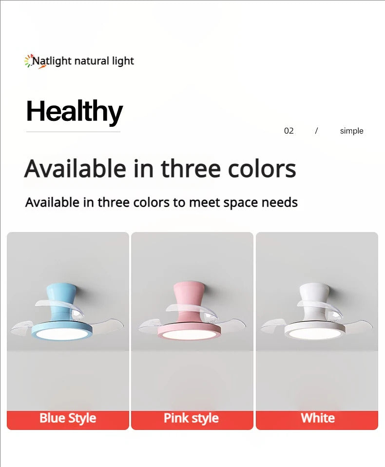 Children'S Room Invisible Fan Light Bedroom Quiet Ceiling Fan Light