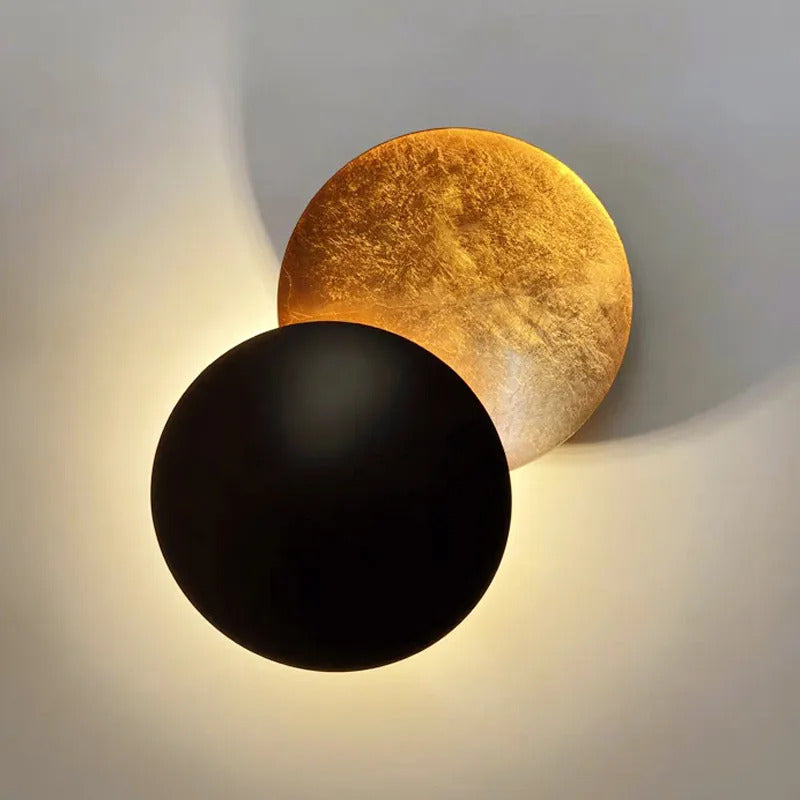 Modern Texture Designer round Wall Lamp Rotatable Black Gold round Sconce light