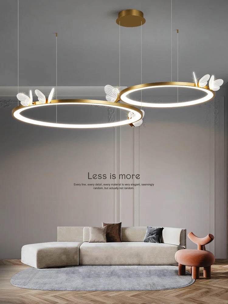 Nordic ring pendant light Acrylic butterfly lights Creative Gold luxury pendant light