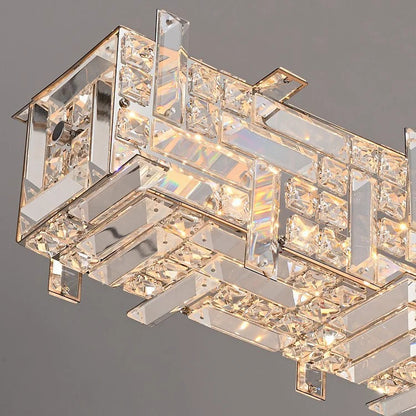 Modern crystal long strip chandelier Luxury Gold  Kitchen island Pendant lamp
