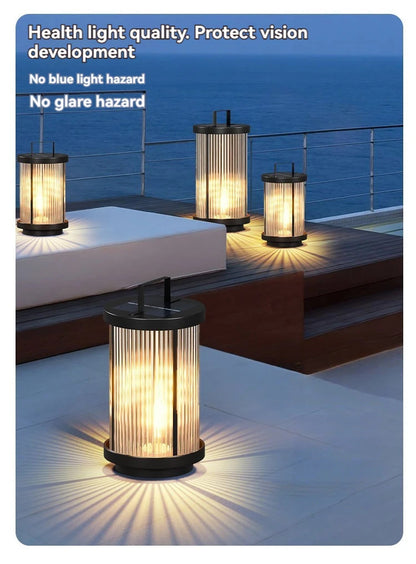 Modern Simple Clear Glass Landscape Lights Lantern Garden Solar Outdoor Light Courtyard Lawn Balcony Decoration Floor Lights