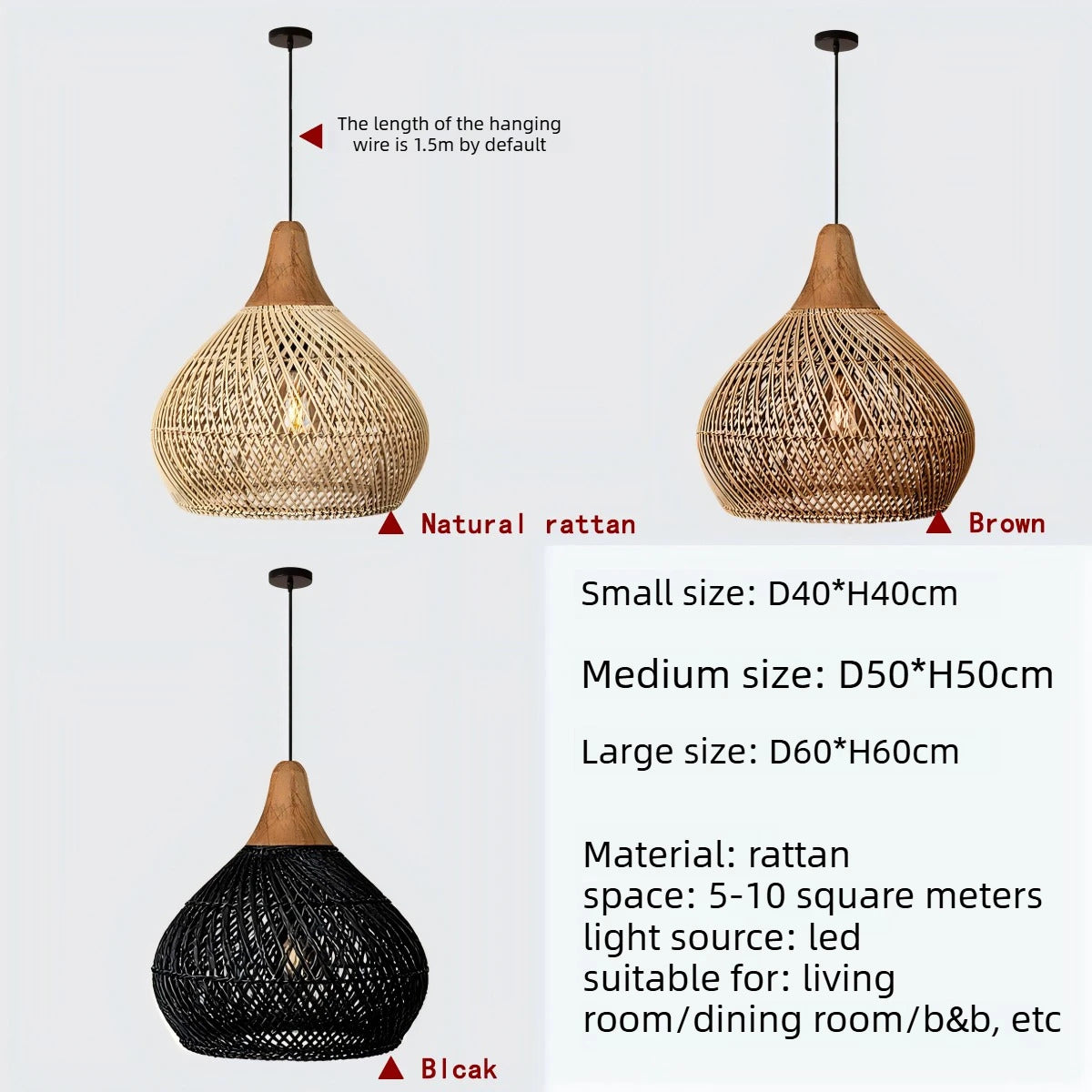 Japanese Wabi-Sabi Rattan Pendant Light Hand-Woven Boho Lamp