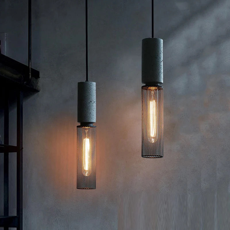 Industrial Concrete Pendant Light Home Decoration Chandelier Fixture Iron Shade Cement Hanging Lamp