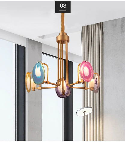 Two Tier Agate Nordic creative chandelier post-modern art deco lamp