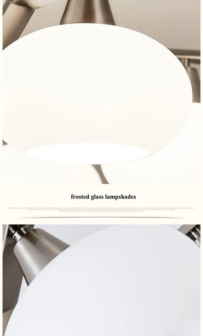 Modern silver chandelier Metal milky white glass lampshade Living Room pendant lamp
