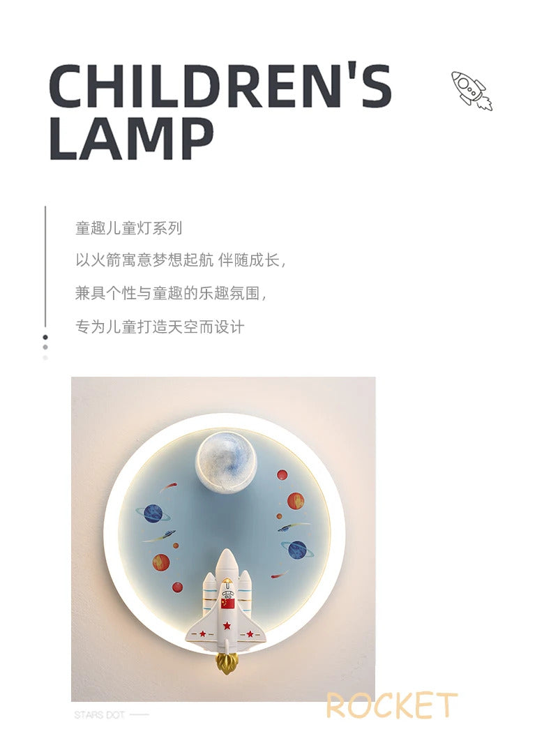 Modern Kids Room Ceiling Fan Light Cartoon Moon Astronaut children bedroom hanging Light